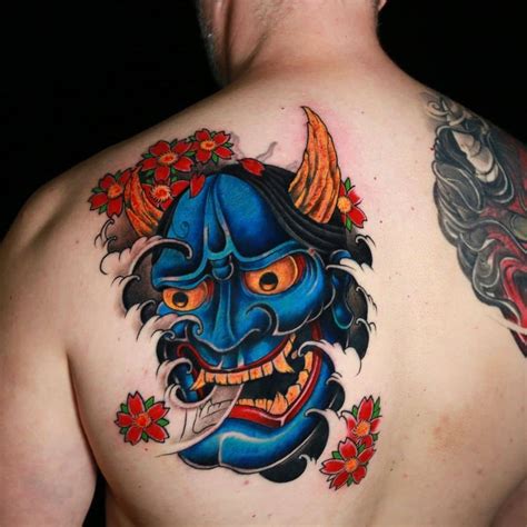 blue oni mask tattoo|what do oni masks represent.